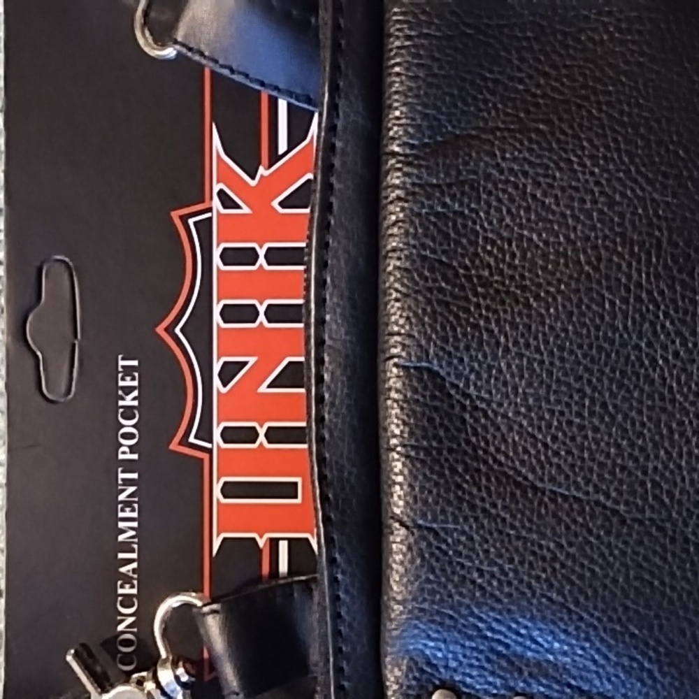 Unik Black Leather Concealment Pocket with Silver Accents - Picture 2 of 4